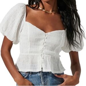 NWT ASTR the Label Puff Sleeve Boho Chic Top